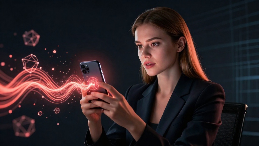 Женщина изучает разницу между energy и bandwidth в сети TRON на смартфоне с визуализацией ресурсов