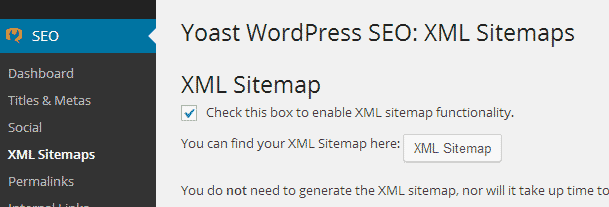 Чтобы включить функцию Sitemap в WordPress SEO, вам нужно перейти к SEO »XML Sitemaps и установить флажок рядом с XML sitemaps, чтобы включить эту функцию